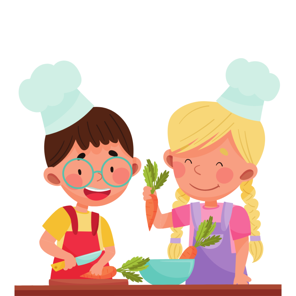 boy and girl cooking together